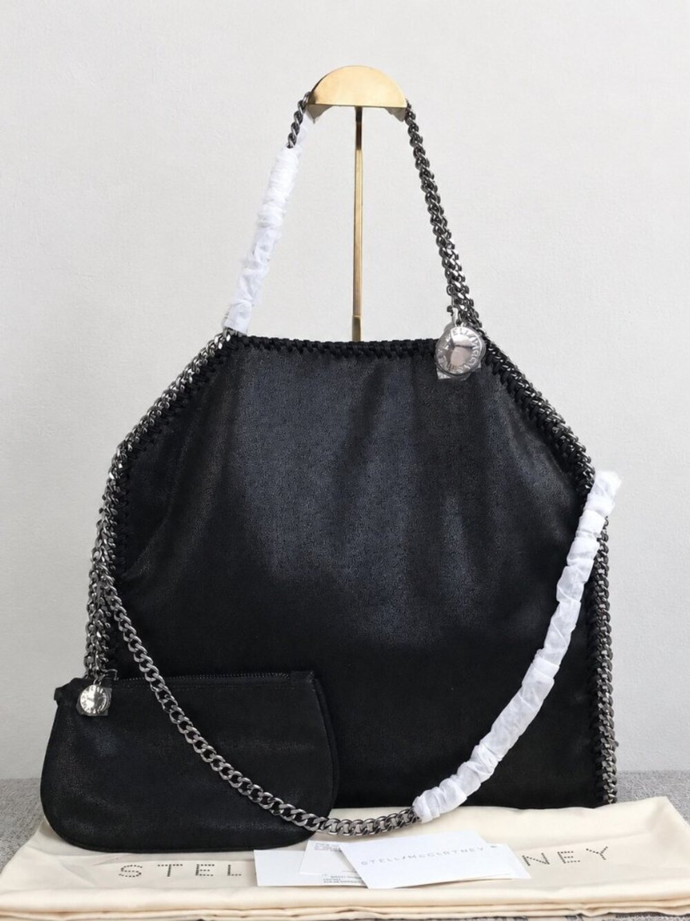 Black Woven Chain Tote + Zip Pouch Set - Picture 7 of 10